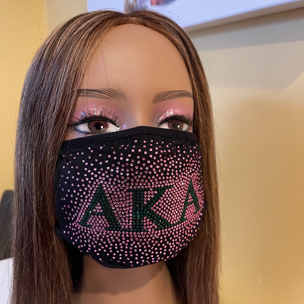 Alpha Kappa Alpha Bling Face Mask Pink Sprinkle - Picture 6 of 8
